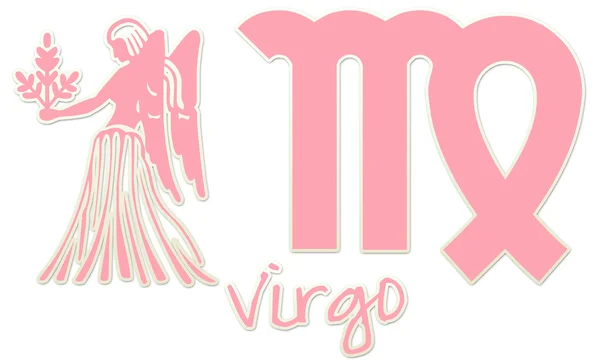 Virgo zodiac znamení - růžová nálepka — Stock fotografie