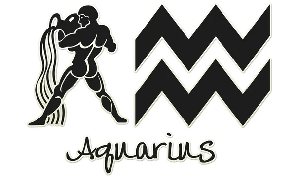 Signos de Acuario - Etiqueta engomada negra Imagen de archivo