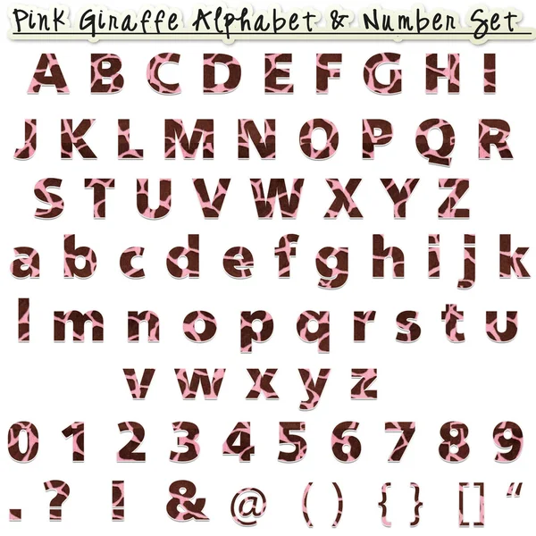 Pink Giraffe Alphabet & Number Set — Stock Photo, Image