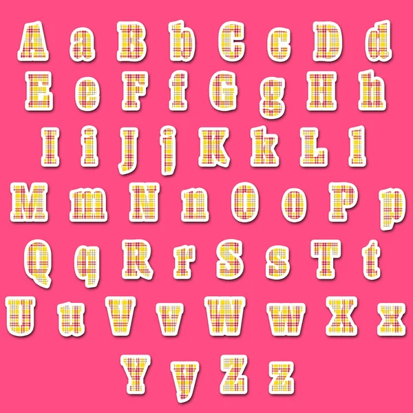 Letras do alfabeto xadrez amarelo e rosa — Fotografia de Stock