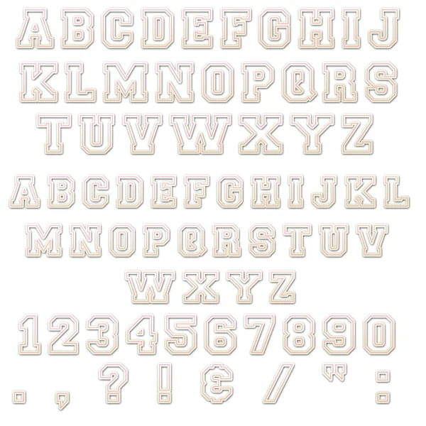 Rózsaszín & fehér nyomtatott betűkkel & számok — Stock Fotó