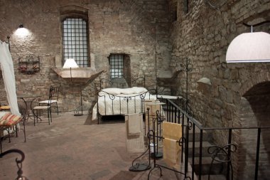 bir yatak odalı ortaçağ, perugia görünümünü