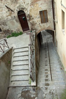 Perugia şehri dik bir merdivenin görünümü