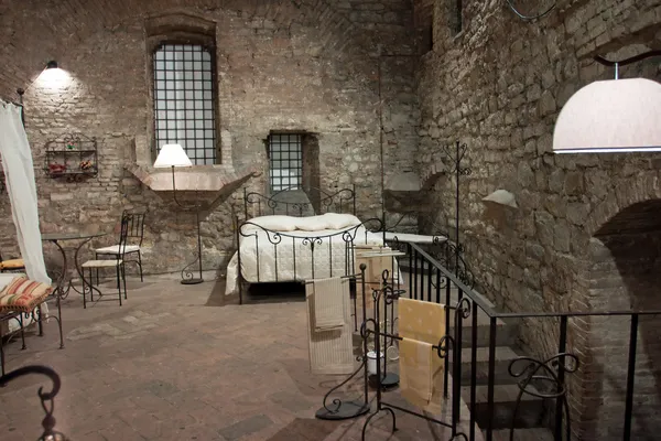 Vista de un dormitorio medieval, Perugia Imágenes de stock libres de derechos