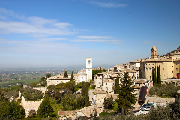 Panoramic view of the church in Assisi, Umbria - Italy