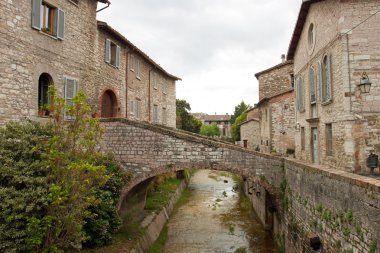 River in the historic center of Gubbio clipart