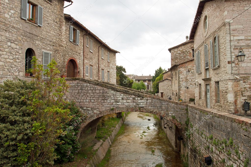 River in the historic center of Gubbio