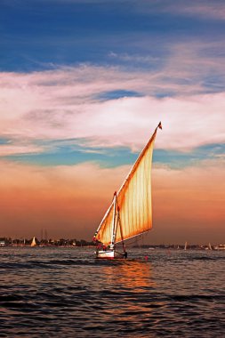 Feluka on Nile, Luxor Egypt clipart