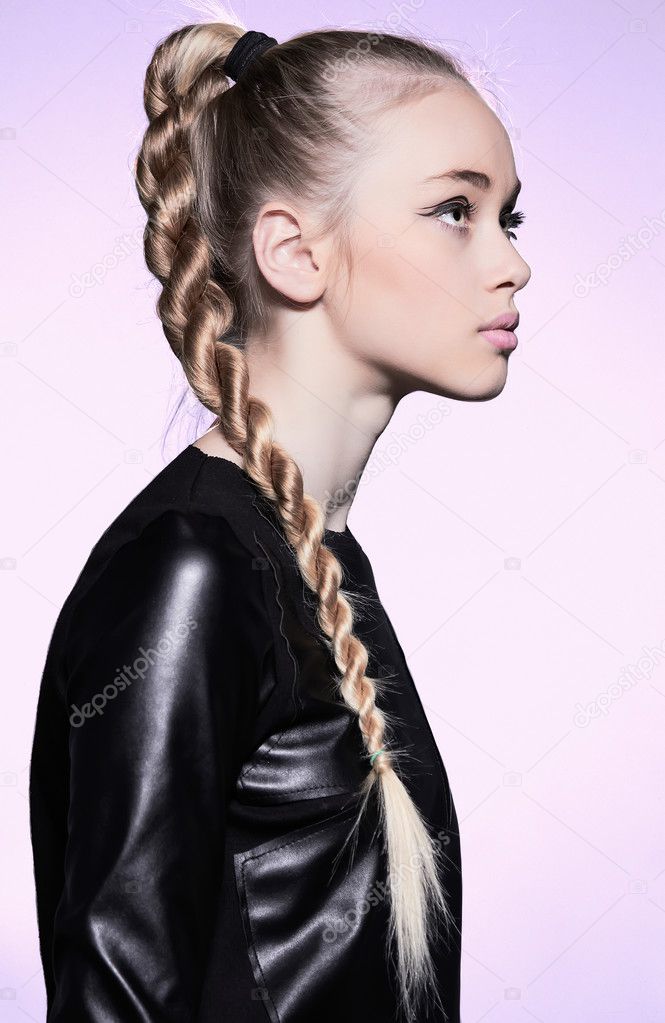 Woman With Blonde Hair Plait In Profile Stock Photo C Tarasla