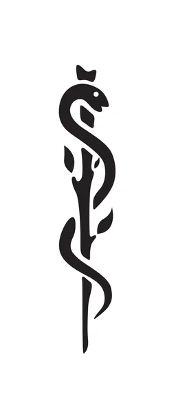 Simbolo medico serpente caduceo con bastone — Foto Stock