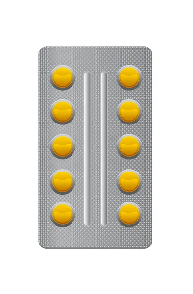 Paquete de pastillas sobre fondo blanco — Foto de Stock