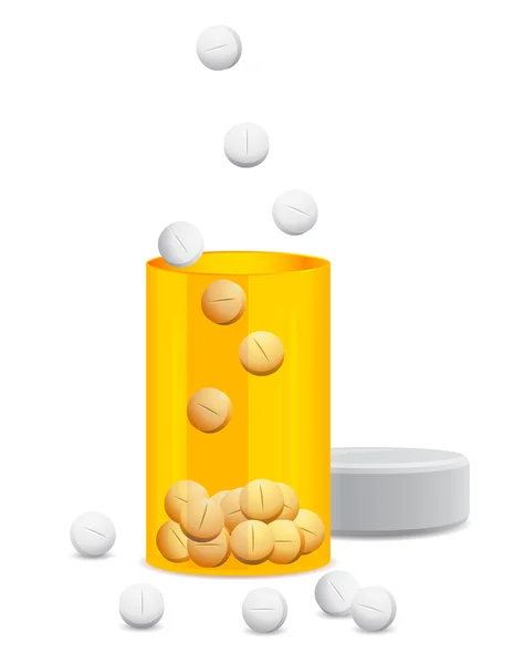 Otworzyć słoik żółte tabletki — Zdjęcie stockowe