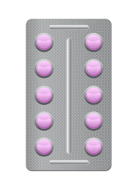 Pilules dans une plaquette thermoformée et isolées — Photo