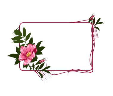 The frame with the wild pink roses clipart