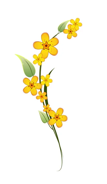 Żółty kwiat na łodydze z zielonych liści — Zdjęcie stockowe