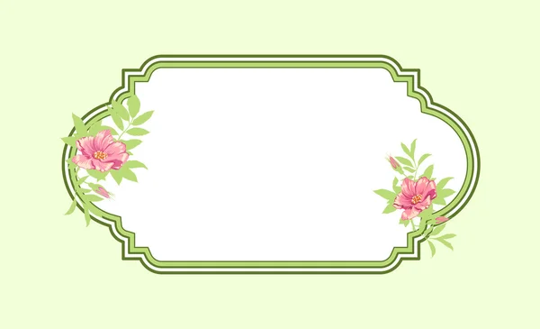 Klasické ručně tažené oválný zelený rámeček s růží — Stock fotografie