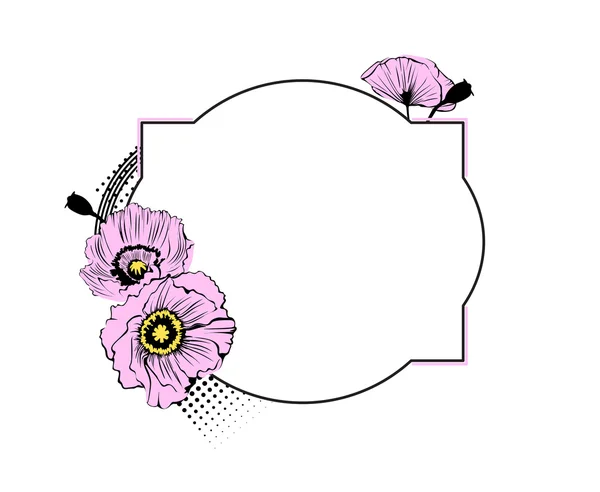 Romantický máky kvetou rám s uměleckým designem — Stock fotografie