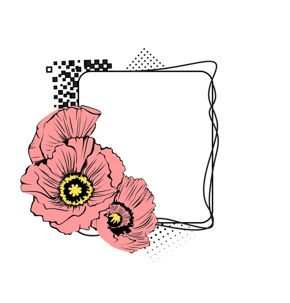 Quadratischer Rahmen mit Blumen an der Seite — Stockfoto