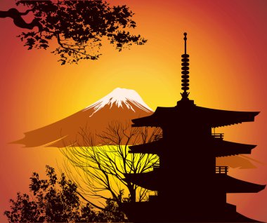 Image of Japanese landmarks clipart