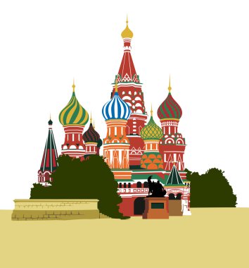 St. Basil's Cathedral on Red square clipart