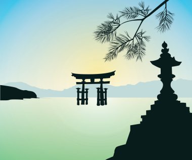 The Floating Otorii gate at Miyajima clipart