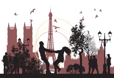 Couple went on honeymoon in to Paris clipart