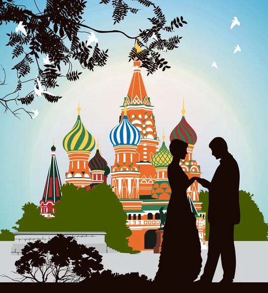 Man does offer a woman on the Red Square — Stock Photo, Image