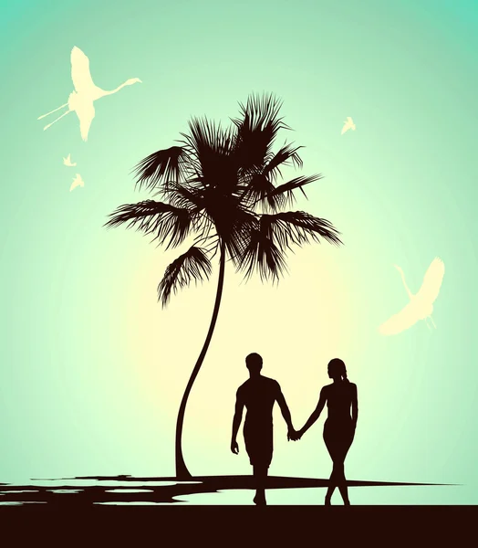 Gyaloglás: trópusi szigeten házaspár — Stock Fotó