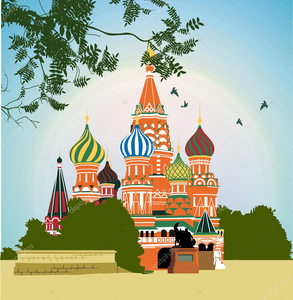 Domes of the famous Head of St. Basil's Cathedral on Red square
