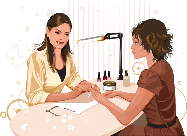 stock vector The girl doing a manicure