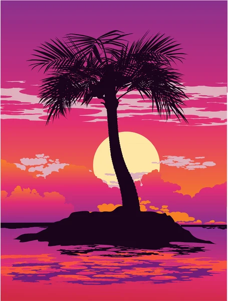 Palm on the island — Stock Vector