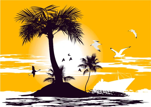 Palm Island no oceano1 — Vetor de Stock