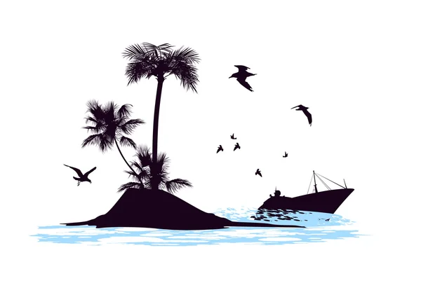 Palm Island in the ocean — Stock Vector