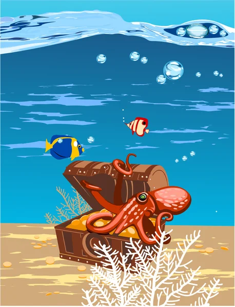 Χταπόδι στη θάλασσα — Διανυσματικό Αρχείο