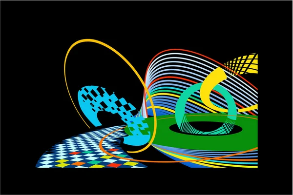Image abstraite avec des cercles colorés et des diamants — Image vectorielle