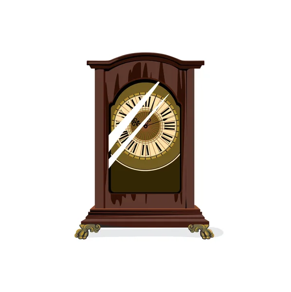 Brown retro clocks and glass — Stock Vector