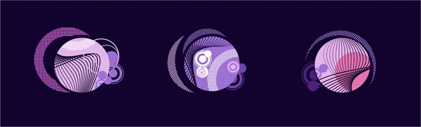 Ballons violets avec des lignes blanches à l'intérieur — Image vectorielle