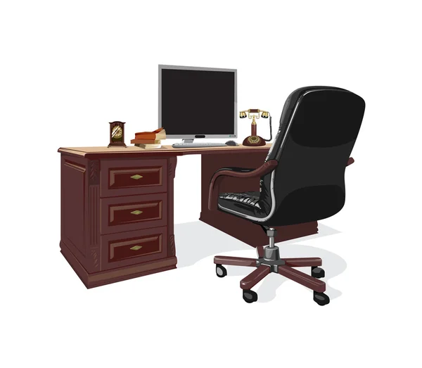 stock vector Workstation with a leather armchair