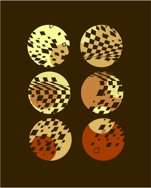 Шесть кругов с оттенком коричневых бриллиантов — стоковый вектор