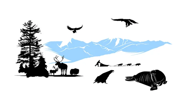 Réservation avec des animaux d'hiver — Image vectorielle