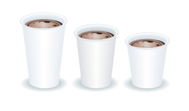 three paper cups filled with cocoa clipart