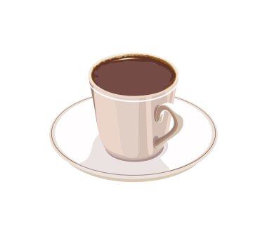 cup of coffee on a white saucer on a white background clipart