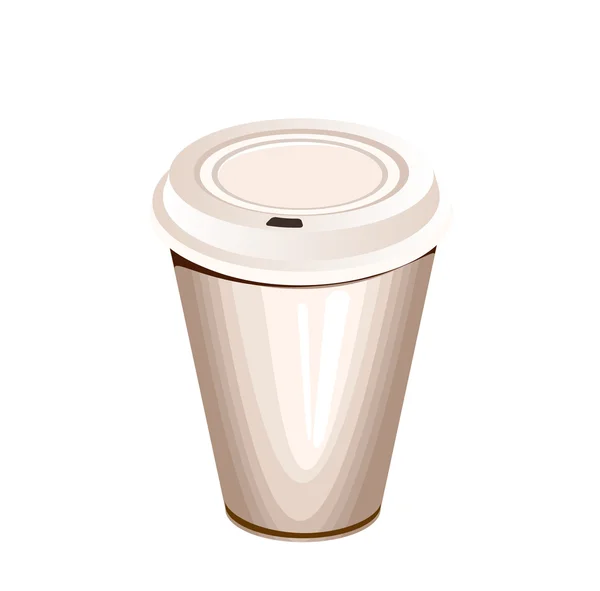 A blank white paper coffee cup with plastic lid — Stock Vector