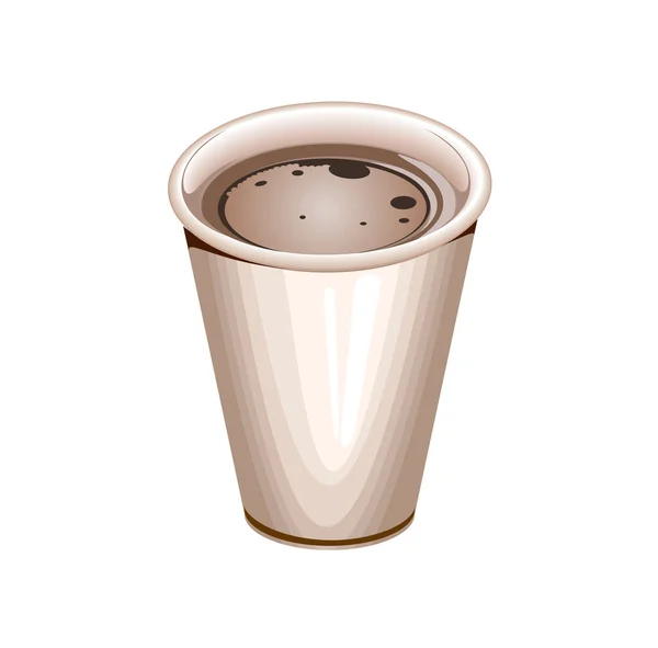Une tasse de café en papier blanc vide remplie de café — Image vectorielle