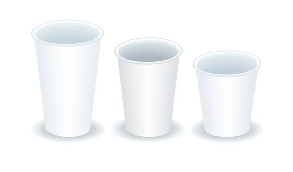 Trois tasses de papier de café vides — Image vectorielle