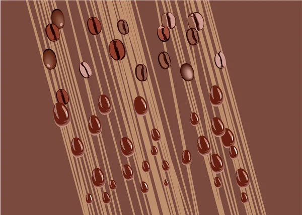 Grains de café tombant à grande vitesse sur un fond brun — Image vectorielle