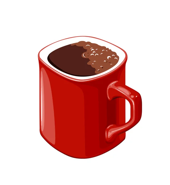 Rote Tasse Kaffee auf weißem Hintergrund — Stockvektor