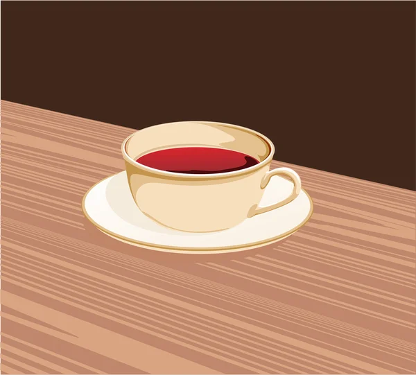 Xícara de chá em pé em um pires na mesa —  Vetores de Stock