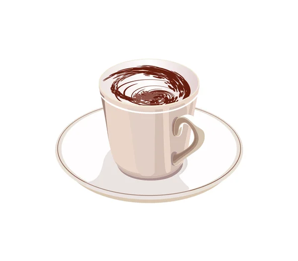 Cup of coffee on a saucer on a white background — Stock Vector
