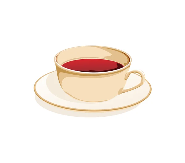 Taza de té en un platillo sobre un fondo blanco — Archivo Imágenes Vectoriales